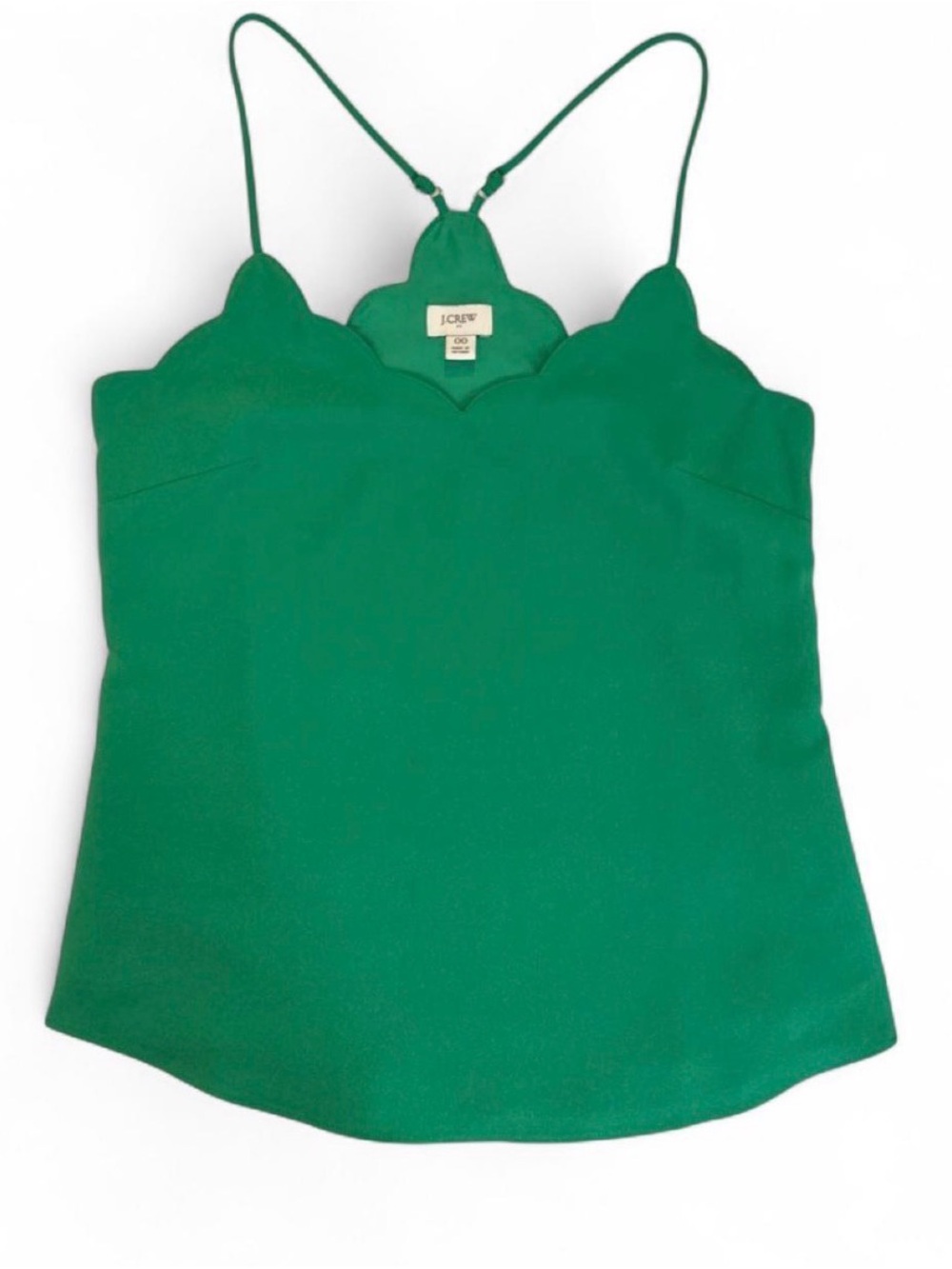 J. Crew Emerald Green Scalloped-Edge Camisole